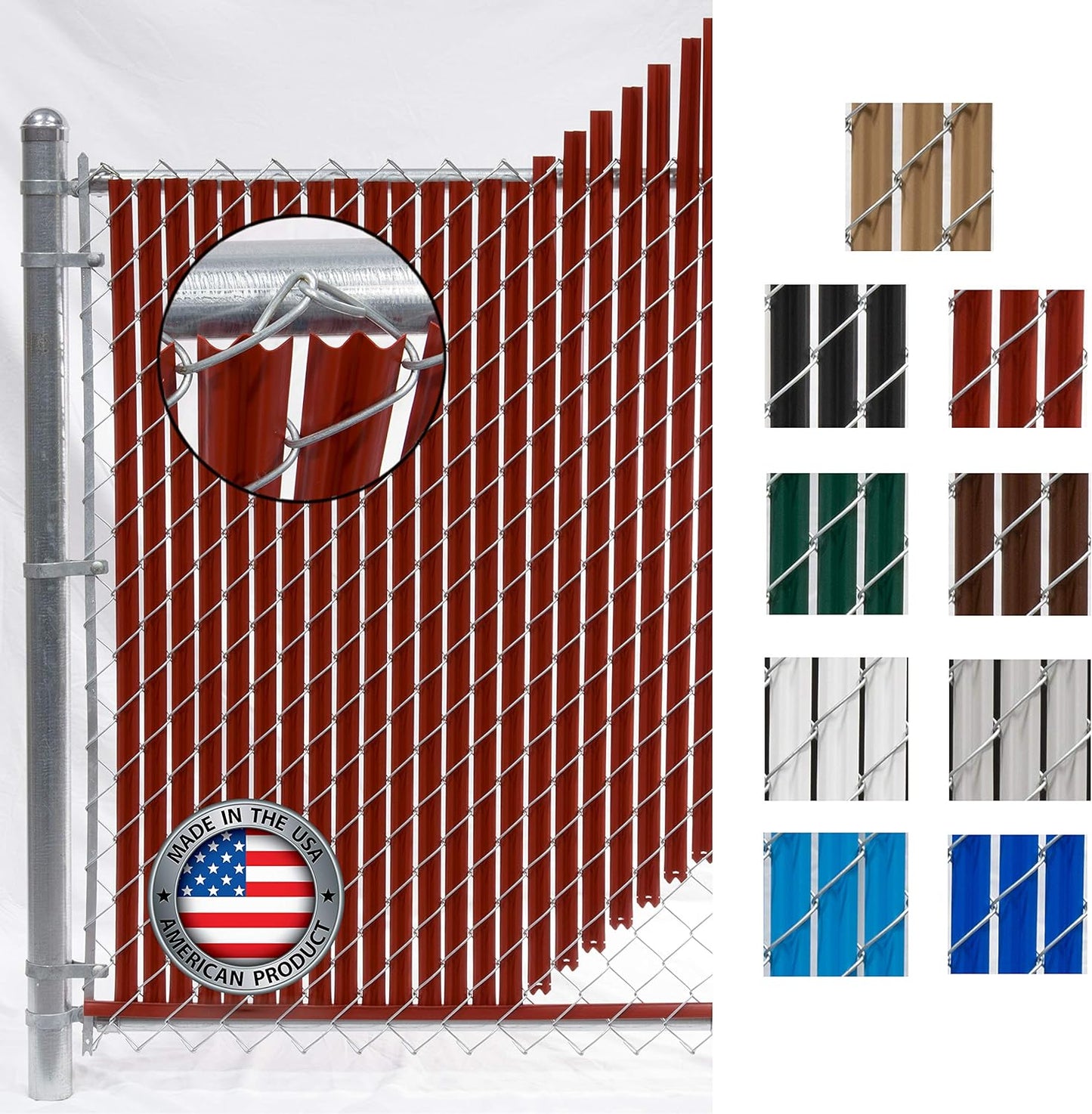 Wave Slat (9 Colors) Single Wall Bottom Locking Privacy Slat for 4', 5', 6', 7' and 8' Chain Link Fence (7 ft, Redwood)