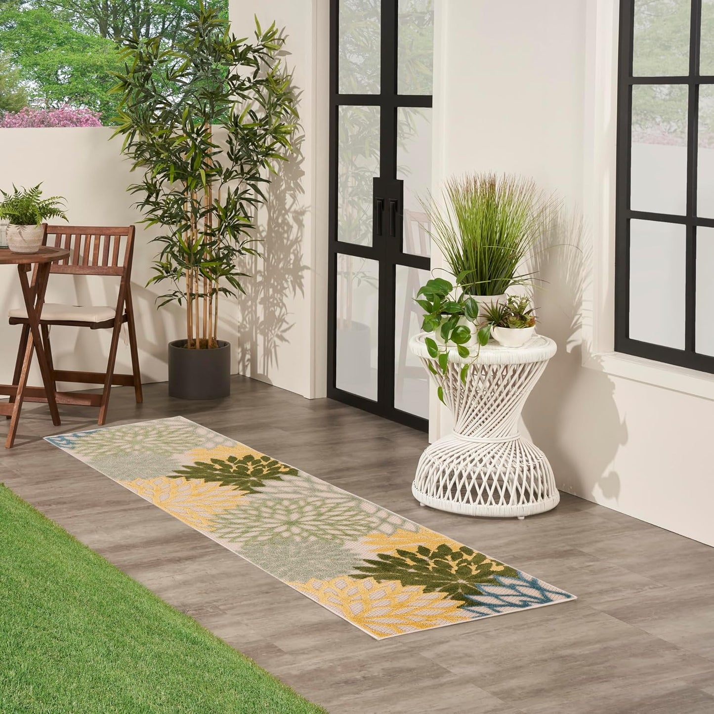 Nourison Home Aloha Indoor/Outdoor Green Multicolor 2'3" x 8' Area Rug, Easy-Cleaning, Non Shedding, Bed Room, Living Room, Dining Room, Backyard, Patio, Deck (2x8)