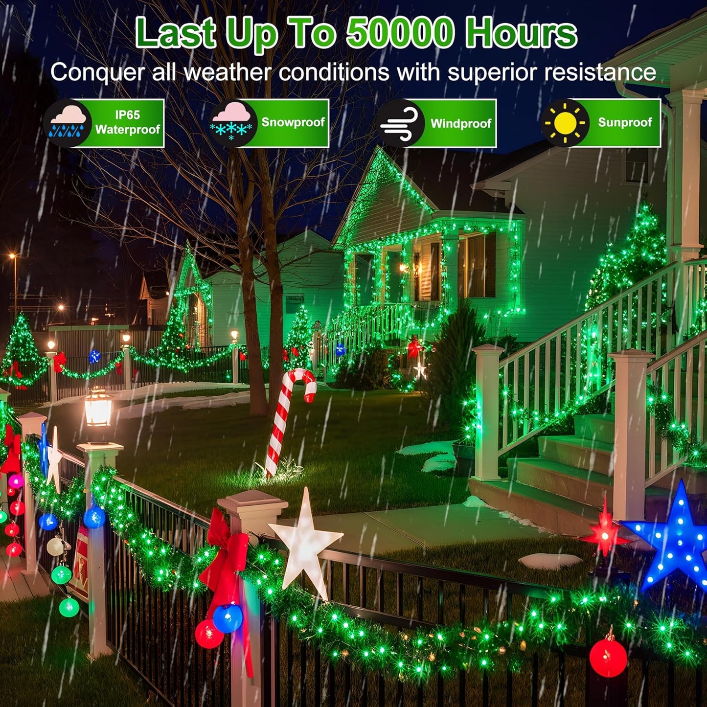 750LED Christmas Lights Outdoor Use, 240ft 12 Modes Green LED String Lights with Timer Dimmable, Waterproof Christmas Tree Lights for Xmas Patio Yard Fence Balcony Garden Party Decor Green