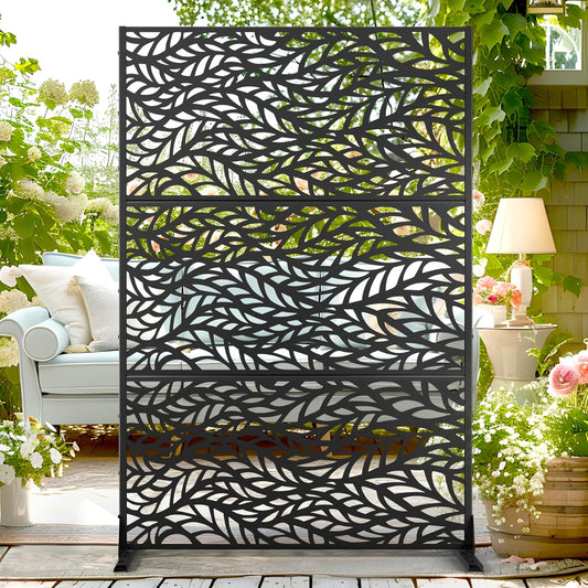 72" H47" W Metal Outdoor Privacy Screen - Freestanding, Decorative Fence (3 Panels)