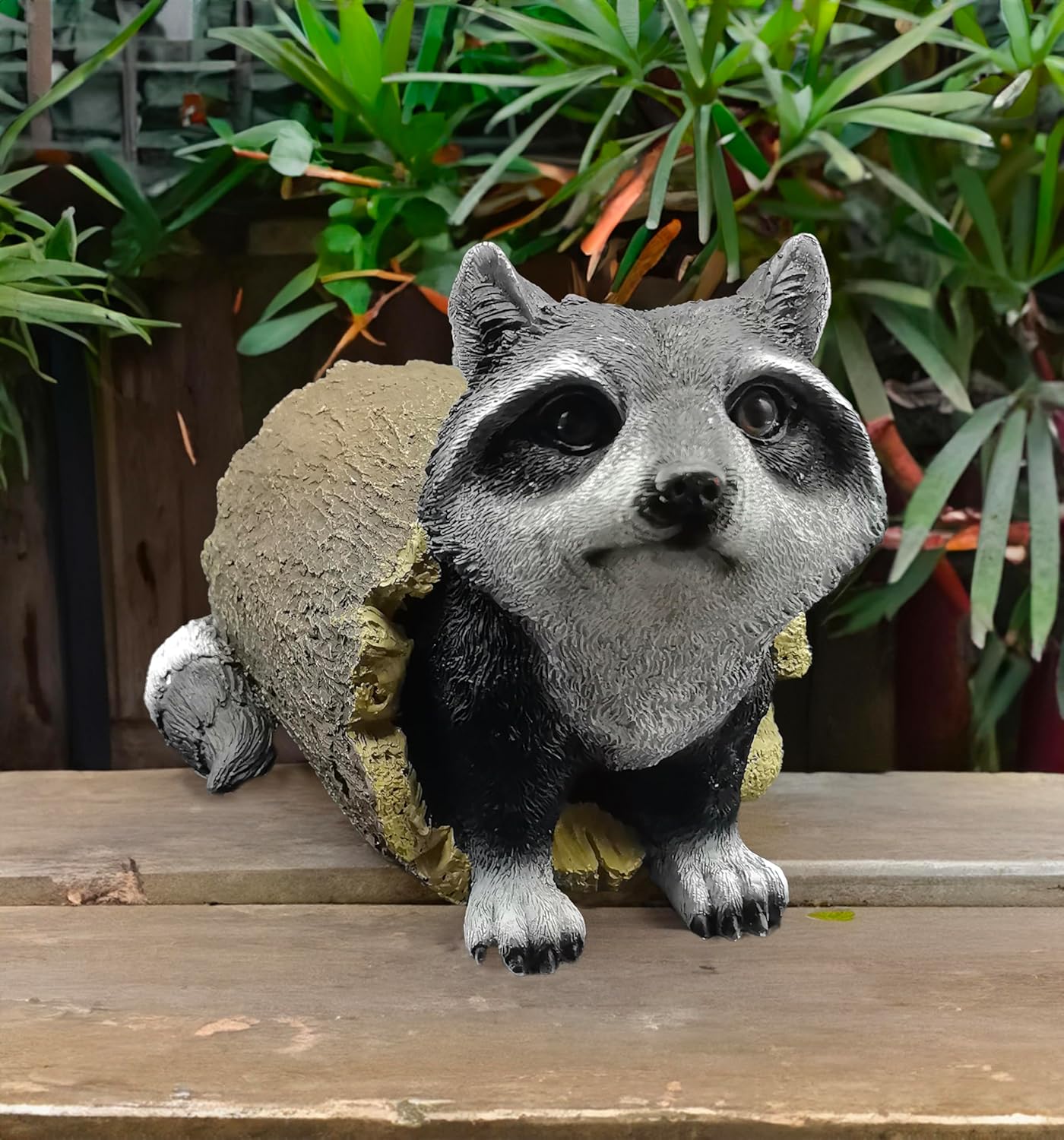 coolboy Outdoor Raccoon Statue Garden Decoration,Cute Raccoon Sculpture Art Interior Office Home Décor,Resin Animal Figurine Art Decoration for Garden Yard Lawn