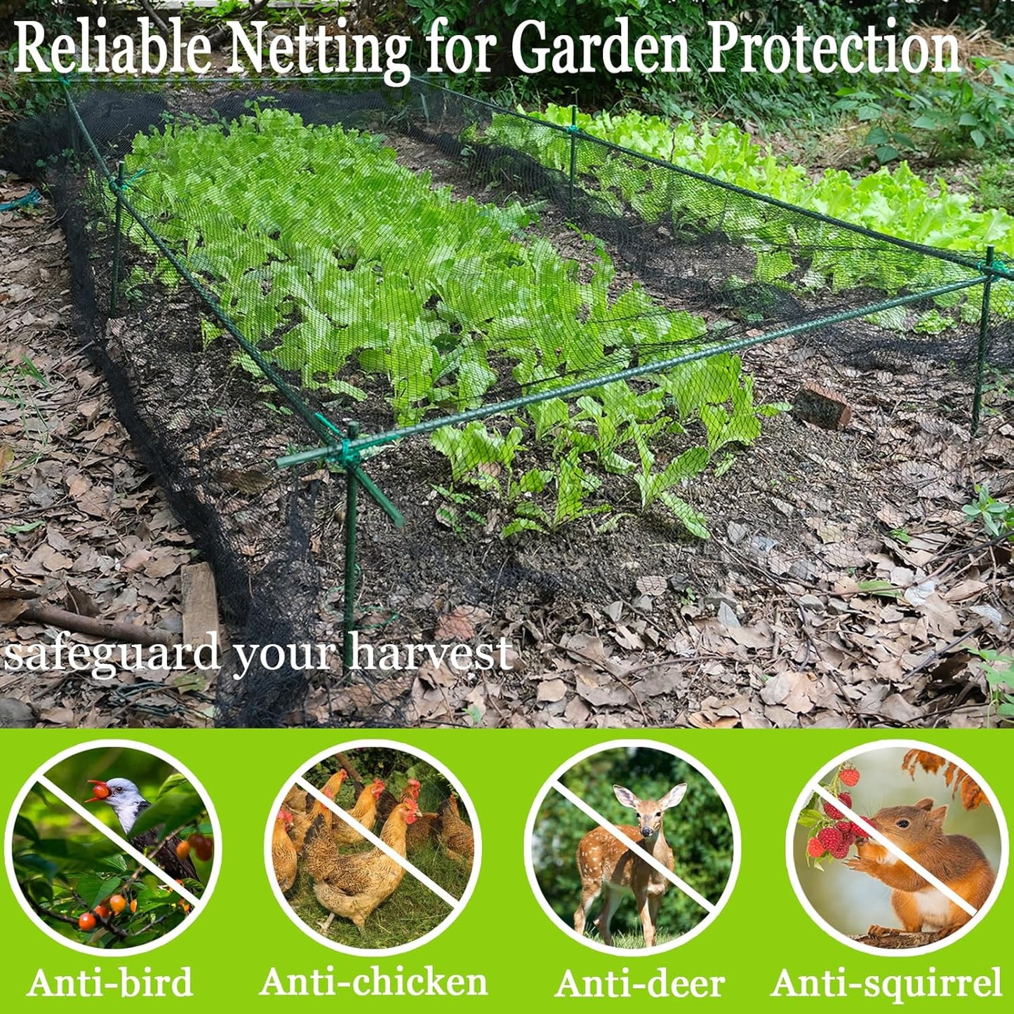 Meanchen Bird Netting for Garden 25x50 Ft, 1" Mesh Garden Netting,Heavy Duty Deer Netting,Protect Vegetable Plants and Fruit Trees,Garden Mesh Fence for Blueberry Bushes.