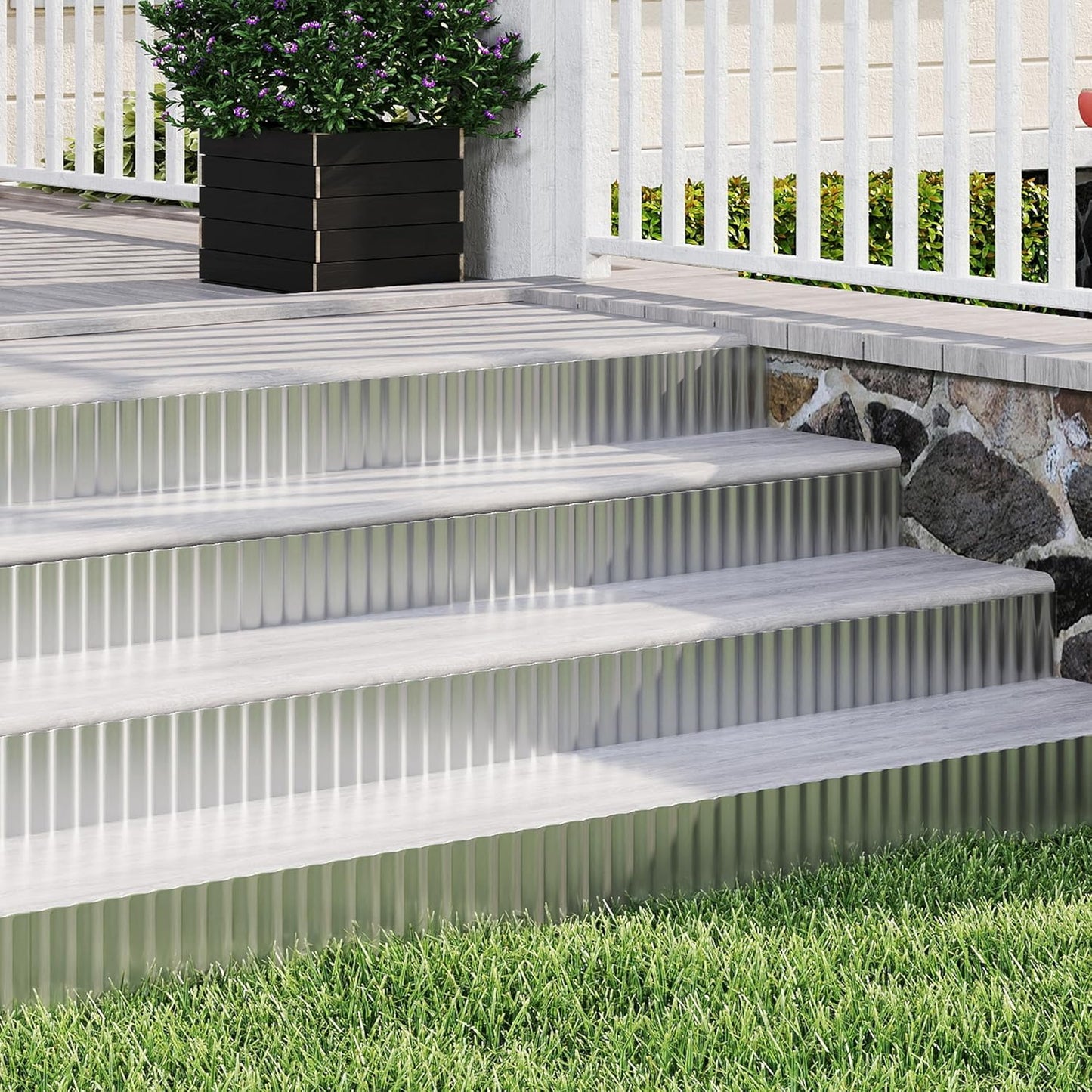 Metal Garden Edging Border, Corrugated Steel Landscaping, DIY for Lawn (Silver, 8 Inch x 20FT)