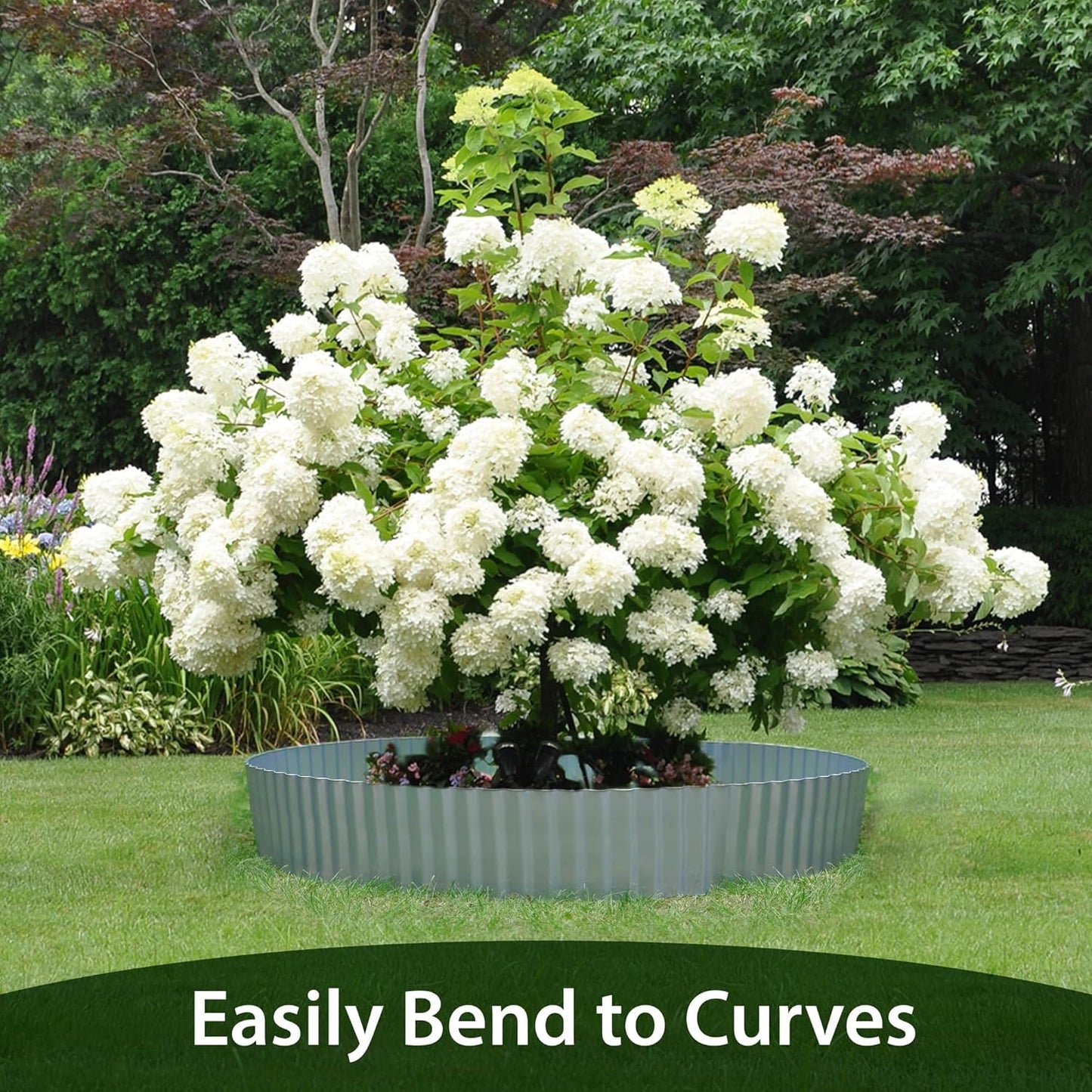 Worth Wide-Corrugated Galvanized Steel Landscape Edging, 10" x 20Ft Flexible Sturdy Metal Lawn Garden Edging Long Strips for Raised Flower Bed Tree Surrounds, Silver