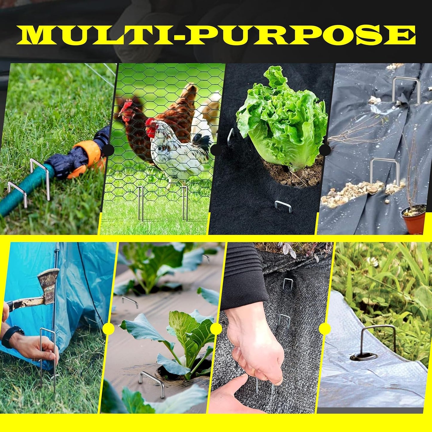 250 Pack x 6 Inch Landscape Staples Galvanised, Fabric Pins, 11 Gauge, Garden Staples, Tent Stakes, Fabric Pins for Lawn, Fence, Tent, Decoration, Weed Barrier, Outdoor. (250 x 6in)