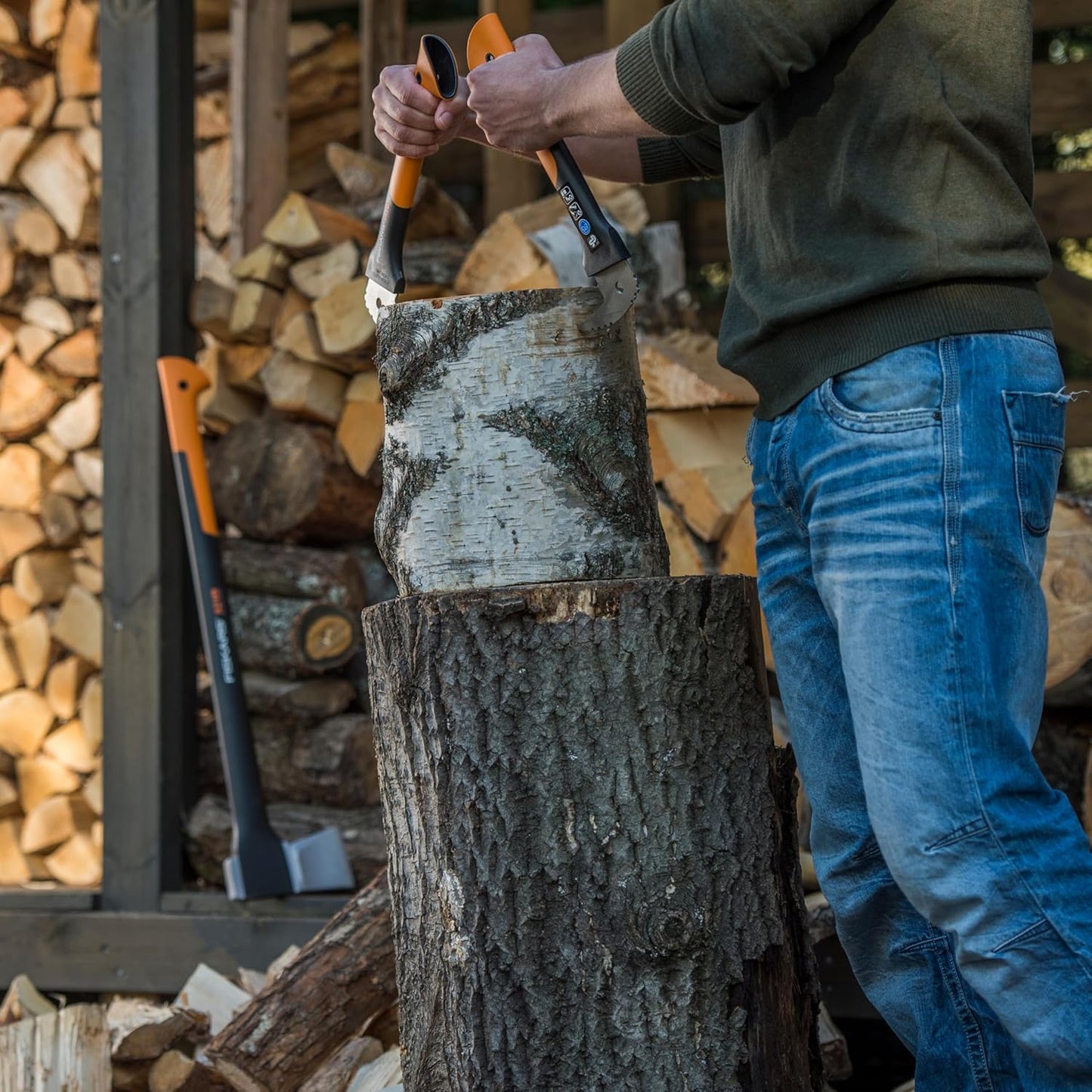 Fiskars 12" Hookaroon - Non-Slip Grip Handle with Pointed, Angled Blade - Landscaping Tool for Rotating, Dragging, Stacking Logs - Black/Orange