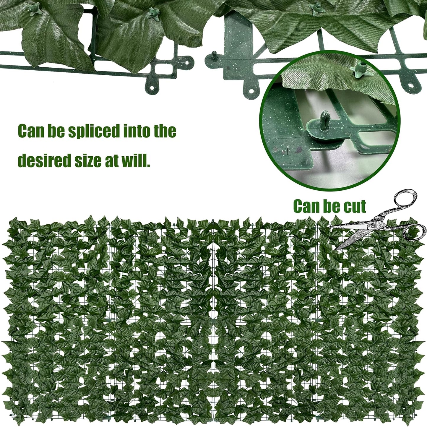 Artificial Ivy Privacy Fence Screen,128" by 60" (53.5 SQFT) UV-Anti Faux Hedge Fence and Fake Ivy Vine Leaf Wall Panels for Indoor&Outdoor Green Backdrop, Garden Greenery Decor