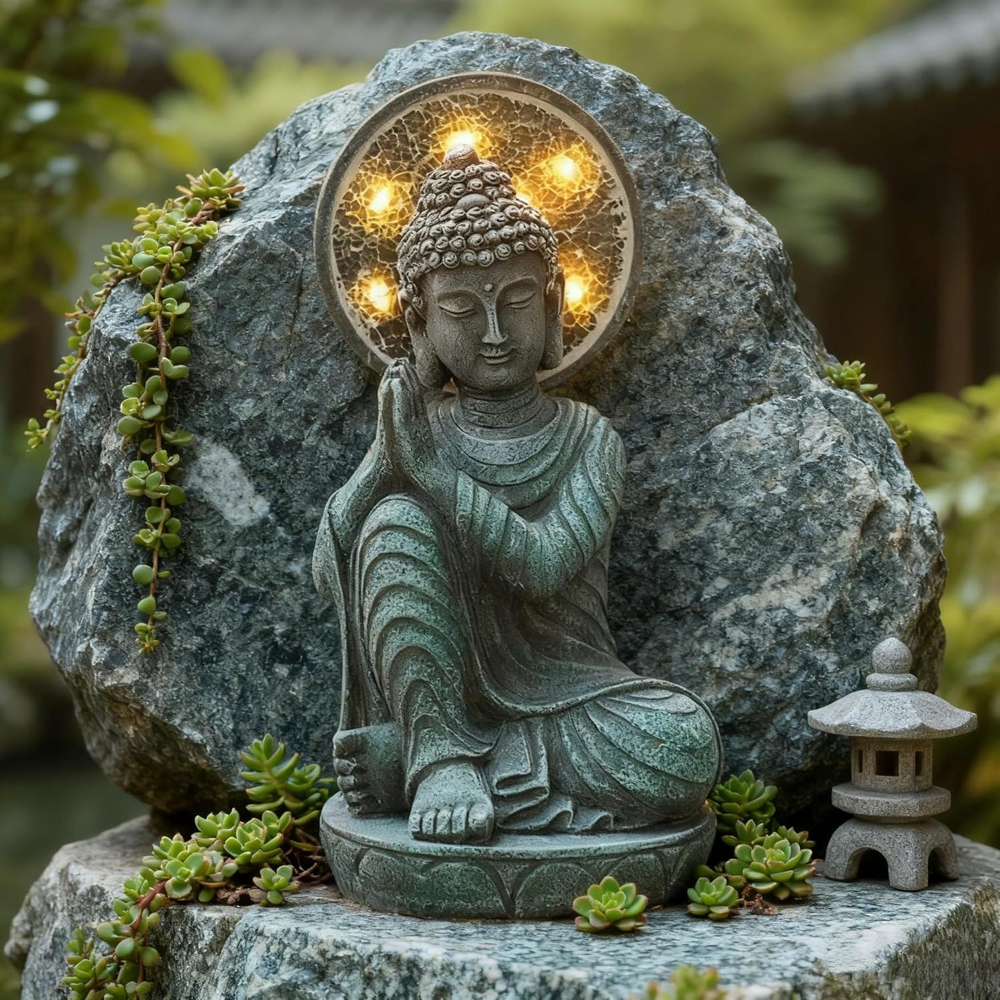 Solar Buddha Statue Outdoor Buddha Statues for Garden, 11.6in,for Home Budha,Zen Garden Decor Outdoor Zen Light,Gardening Gifts,Yard Decor,Yard Art