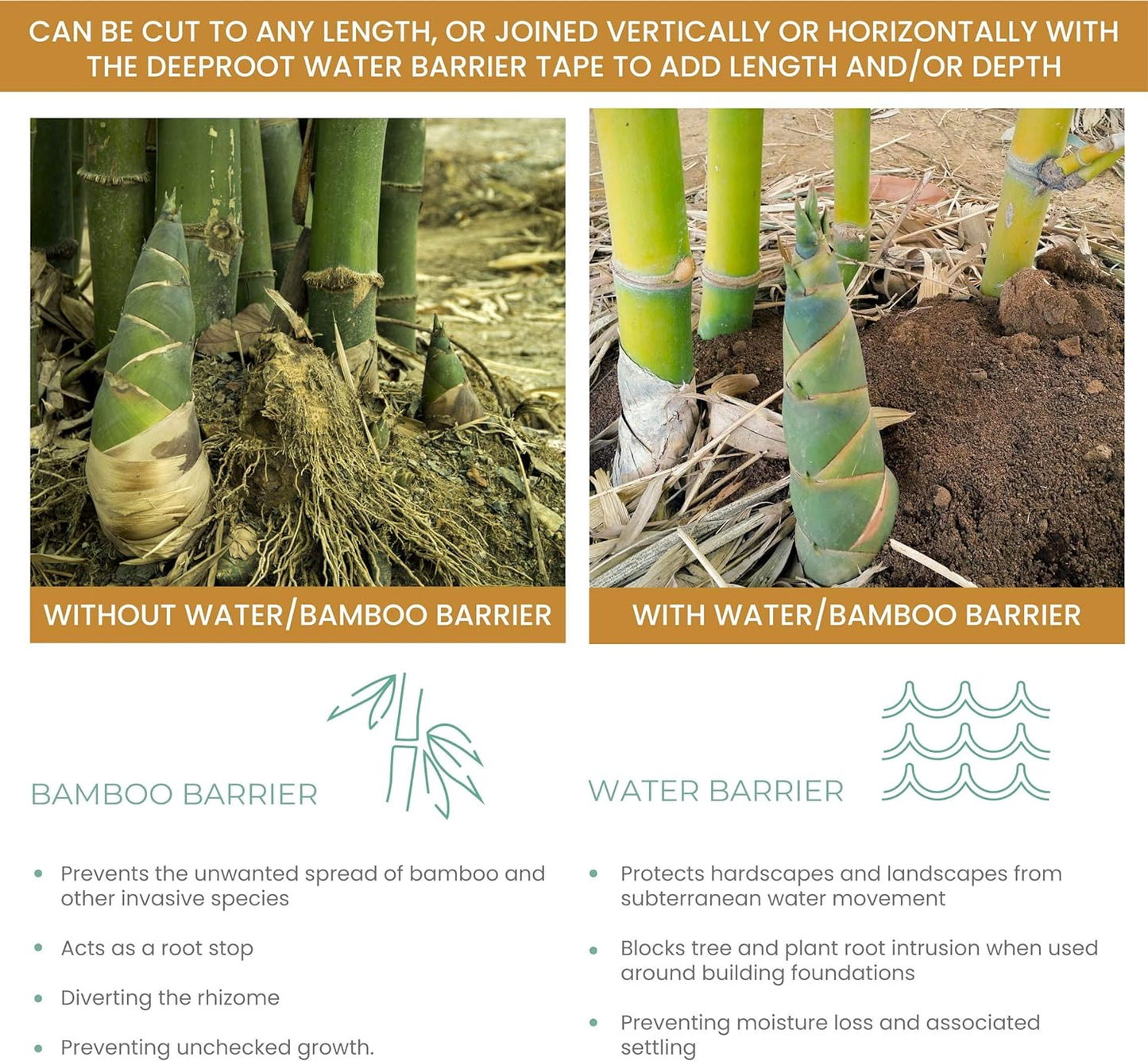 DeepRoot Water Barrier, Versatile Bamboo Barrier, Easy-to-Install Garden Barrier for Landscaping and Protection, Durable, Flexible, 18" x 100' Roll-30 mil Thickness, Black (WB 18/30-100)