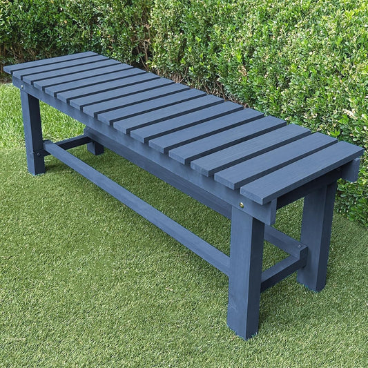 Outdoor Garden Wood Bench, 3-Person Weatherproof Wooden Bench Park Narrow Bench, Never Rot or Fade Waterproof Backless Bench for Entryway, Outdoor, Patio, Porch, Backyard and Park (Blue,47.2''/120cm)