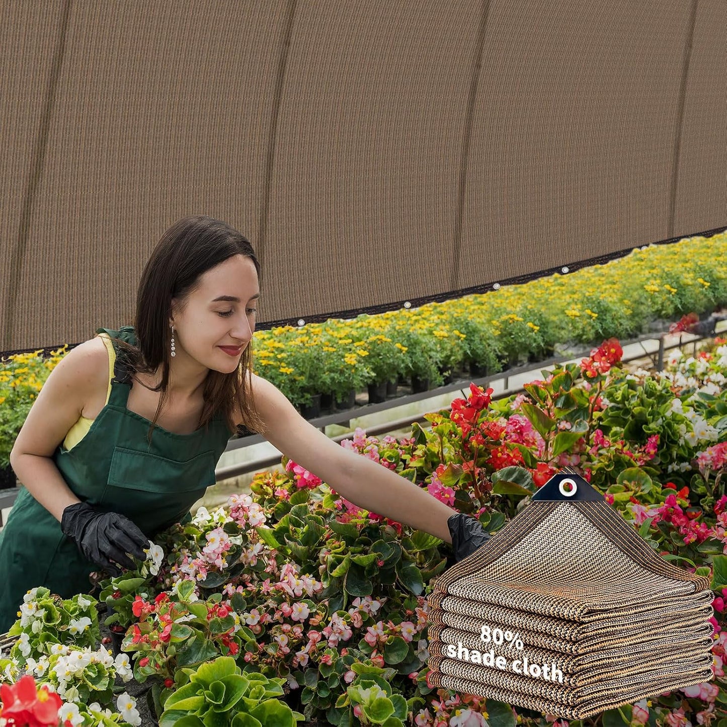 Shade Cloth,80% Sunblock Net with Metal Grommets and Reinforced Edges,Garden Sun Shade Netting,Used in Courtyards,Balconies,Carports,Greenhouse, Plants Growing,Chicken Coop Patios etc.16x16FT