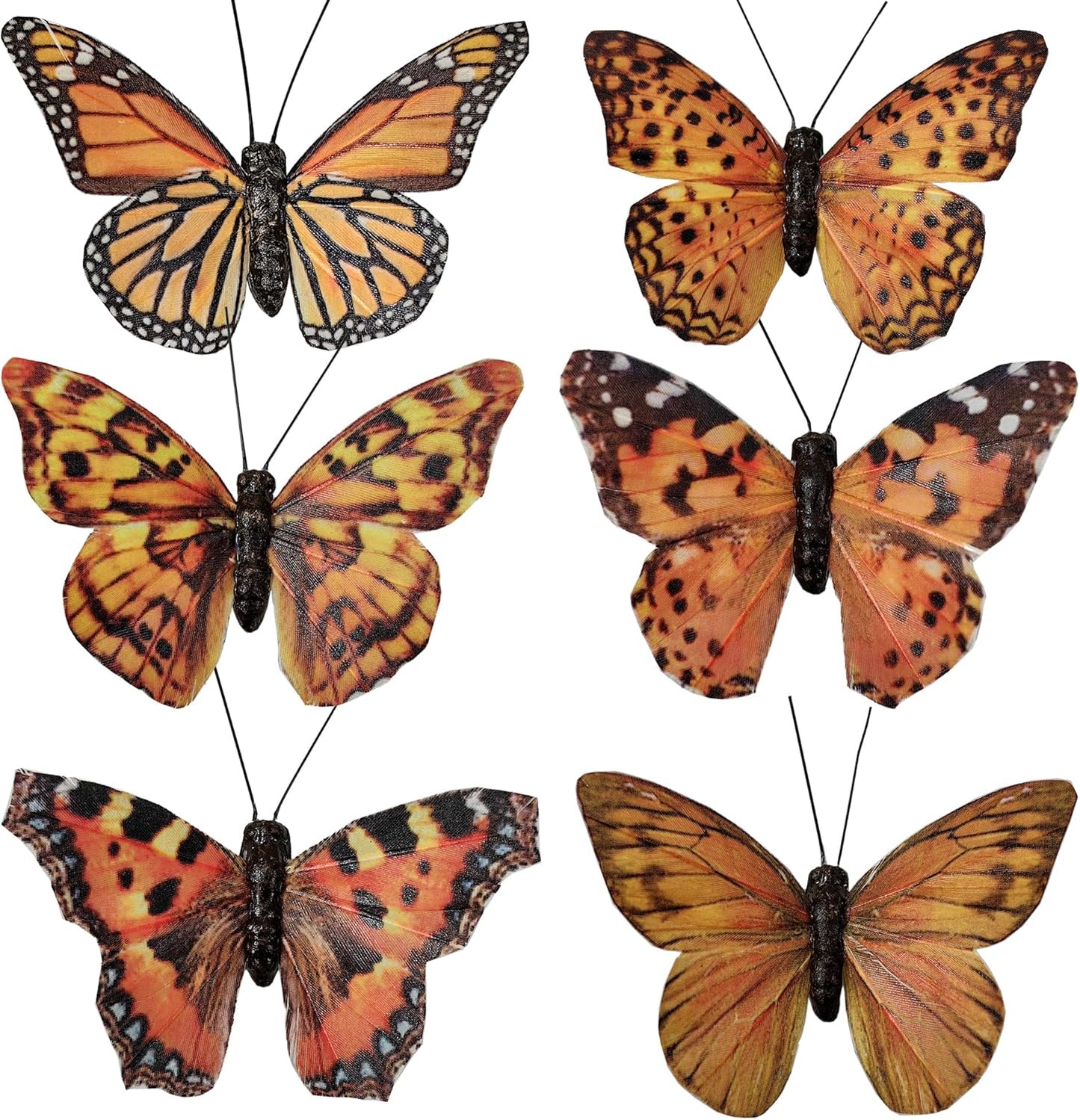 Berfutall-Artificial Feather 3D Butterfly Party Decorations Set of 12 with Wire 6 Color Ornaments for Christmas Tree…