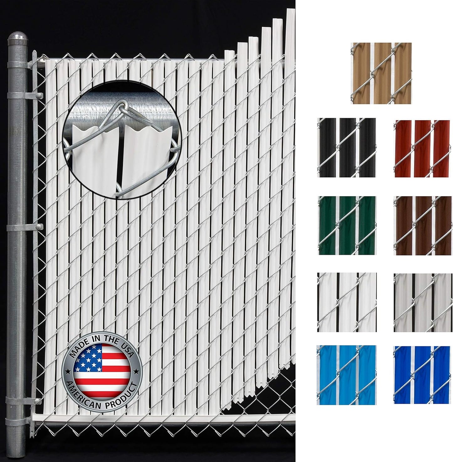 Wave Slat (9 Colors) Single Wall Bottom Locking Privacy Slat for 4', 5', 6', 7' and 8' Chain Link Fence (5 ft, White)
