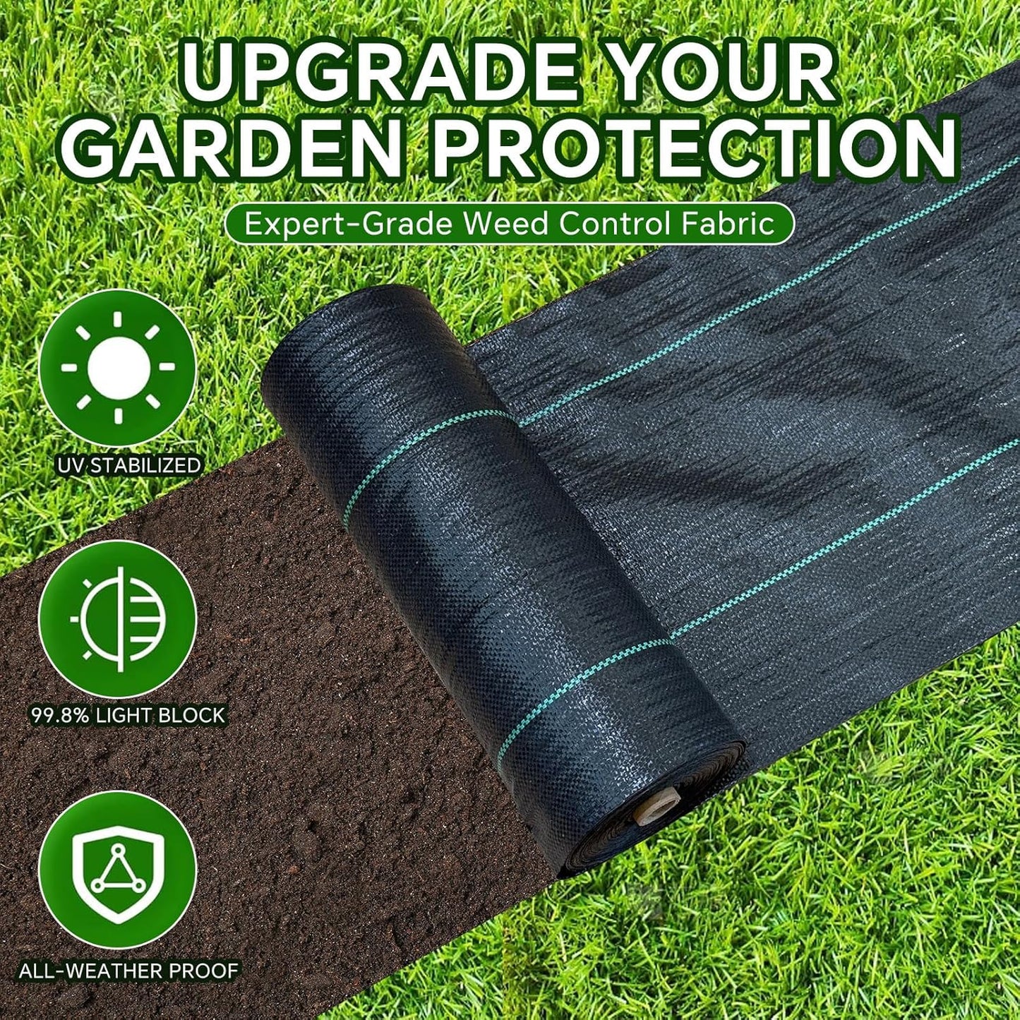 Weed Barrier Landscape Fabric Heavy Duty,3.2 OZ Premium Garden Weed Blocker Fabric for Weed Control, Plastic Ground Cover with Woven Weed Cloth,Durable Landscaping Fabric (1.4ft x 50ft)
