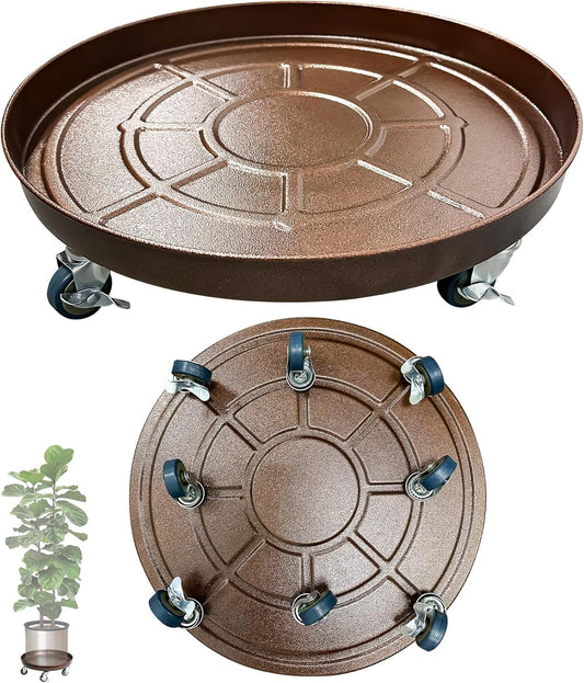 Heavy Duty Plant Caddy with Solid Rubber Wheels, Lockable, Increased Load Capacity, One-Minute Installation, Suitable for Indoor, Outdoor, Patio, Garden Settings, 20 Inches 1PACK, Bronze