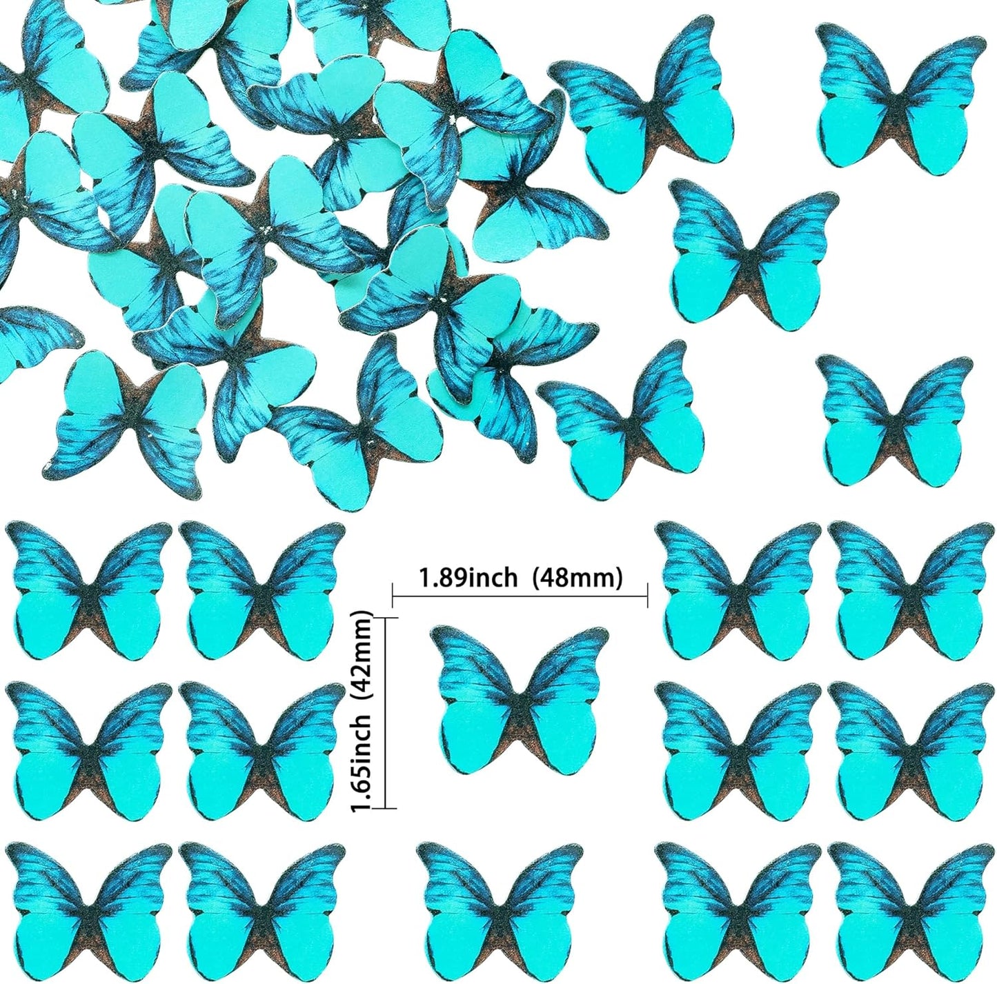 Ephlyn 48Pcs Edible Butterfly Cupcake Toppers Cute 3D Butterfly Cake Picks for Butterfly Theme Baby Shower Bridal Shower Boys Girls Birthday Party Cake Decorations Supplies Green