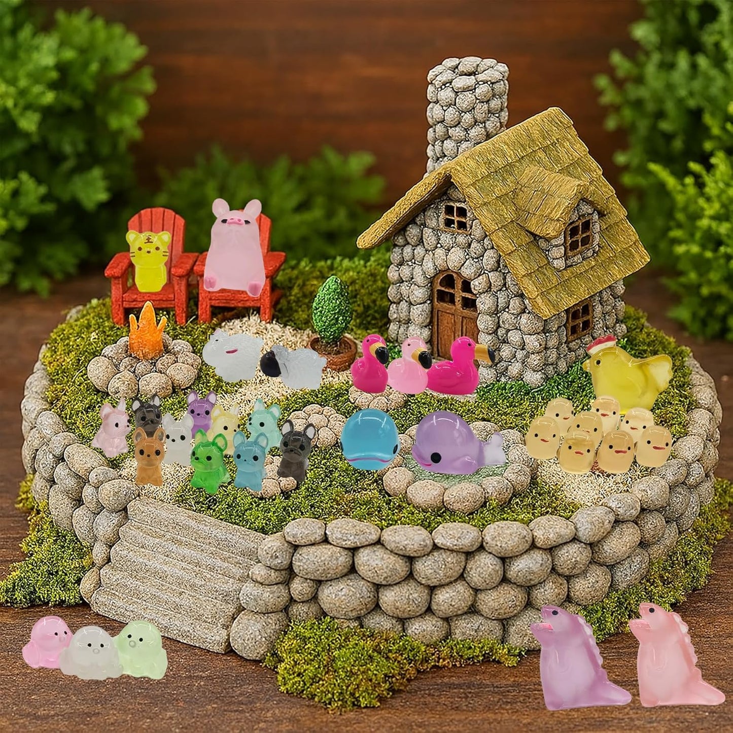 160 Pcs Luminous Mini Resin Animals Tiny Figurines Glow in The Dark Tiny Resin Ducks for Fairy Garden, Miniature Accessories, Crafts, and Decor