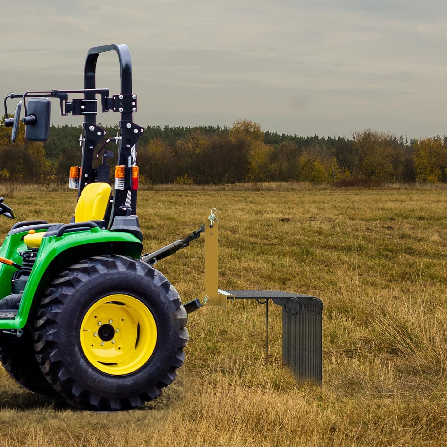 YITAMOTOR 72" Durable Powder Coated Steel Pine Straw Rake Steel Spring Landscape Rake Attaches to Cat-0 Cat-1,3 Point Hitch for Tractor, Yellow Black