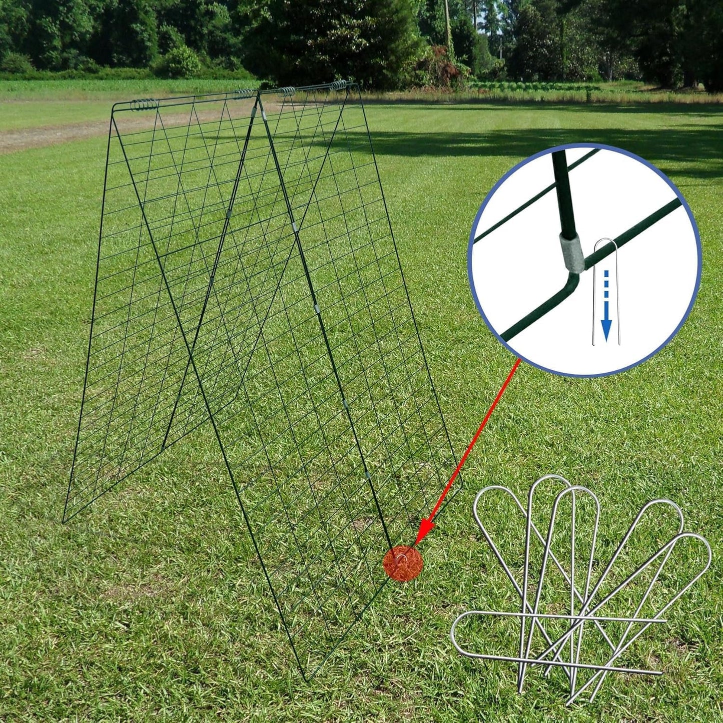 Garden Cucumber Trellis A-Frame Folding Plant Trellis 48 Inch by 34 Inch for Climbing Vegetables Flowers Black 1 Pack with Clips,Cable Ties and Ground Stakes