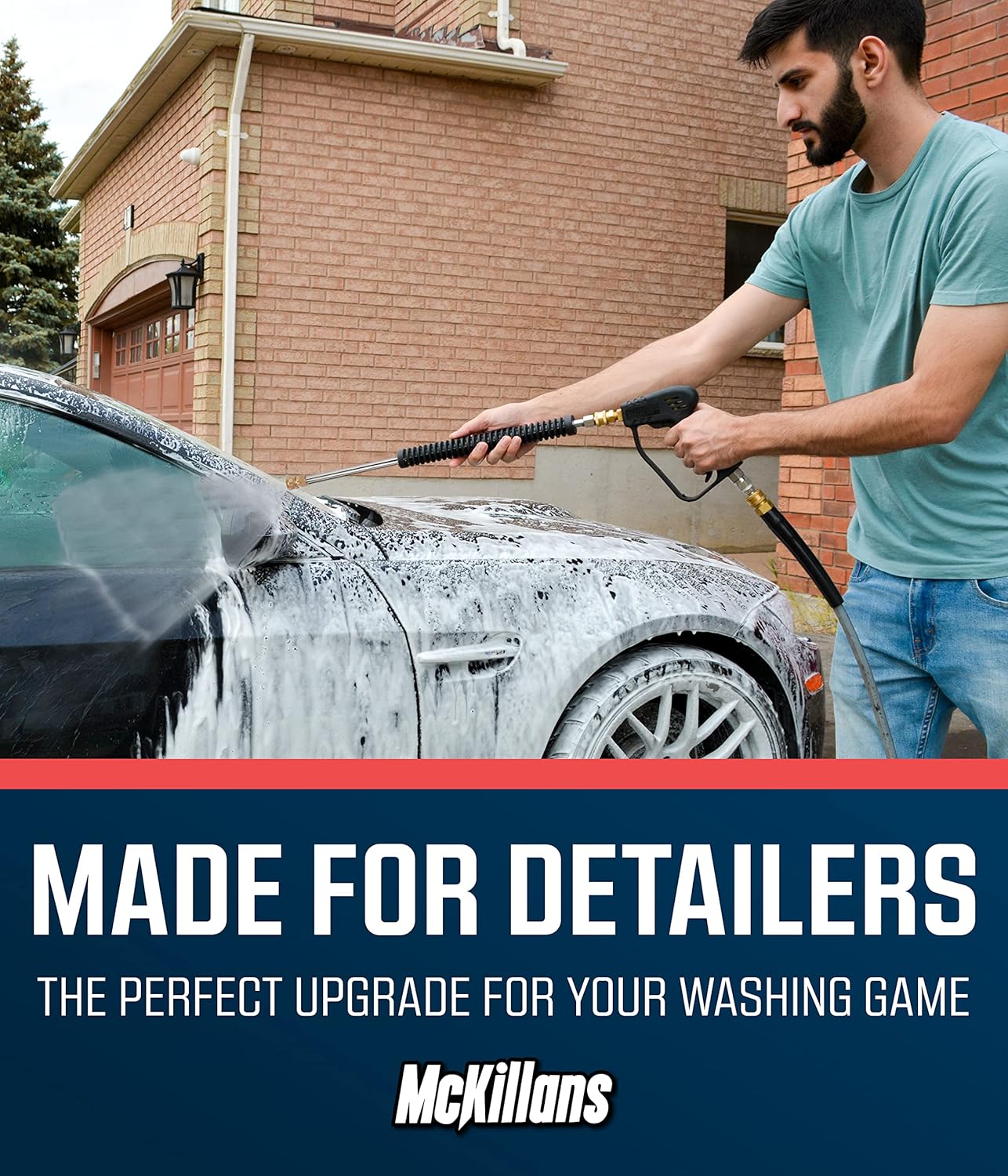 McKillans® Car Pressure Washer Extension Wand - Power Washer Wand Extension for Car Wash - Short Pressure Washer Wand Replacement - Pressure Washer Accessories & Attachments - 1/4” Quick Connect Plug