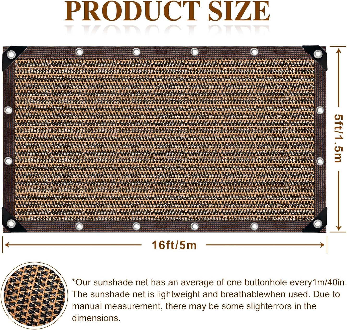 80% Shade Cloth -5x16FT Sunblock Net with Grommet,Lightweight and Durable UV Protection,Shade Cloth for Garden Patio Pergola Balcony Plants Greenhouse Dog Kennel Chicken Coop Outdoor