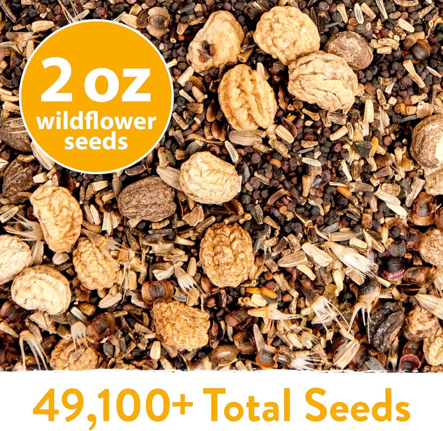 HOME GROWN 𝗨𝗦𝗔 𝗣𝗥𝗘𝗠𝗜𝗨𝗠 Wildflower Seeds Mix - 49,100+ (2oz) Bulk Mix, 21 Varieties Wild Flower - Bee and Butterfly Garden Pack - Native Annual Flowers for Planting for Your Garden
