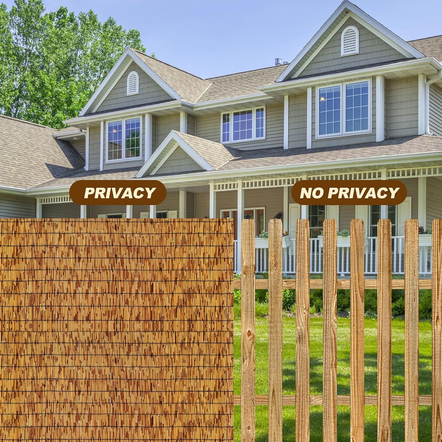 Bamboo Fencing–Handwoven,Bamboo Wall Panel Outdoor Privacy Reed Screening for Garden,Balcony,Backyard,Patio,2ftx10ft