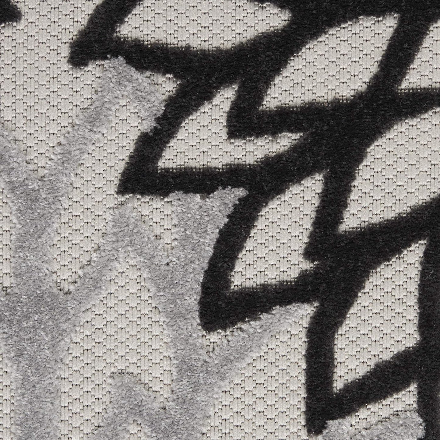 Nourison Home Aloha Indoor/Outdoor Black White 3' x 5' Area Rug, Easy Cleaning, Non Shedding, Bed Room, Living Room, Dining Room, Kitchen (3x5)