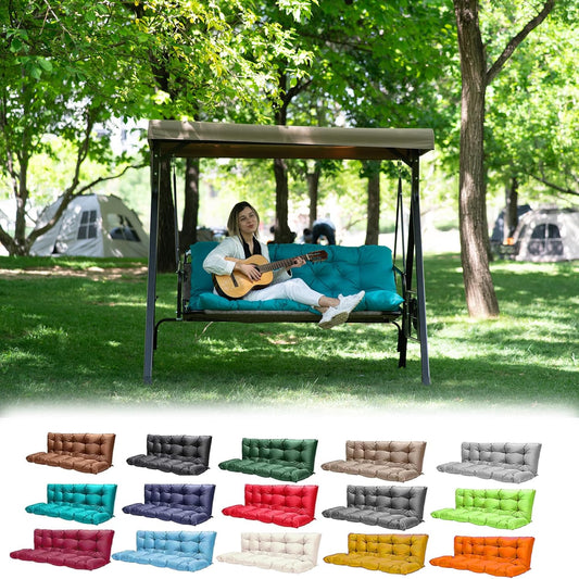 Outdoor Swing Cushions,Waterproof Swing Cushions 3 Seater Replacement with Backrest,Outdoor Thickened Bench Cushion with Ties for Porch,Patio,Backyard,Garden (Lake Blue 60 * 40 in)