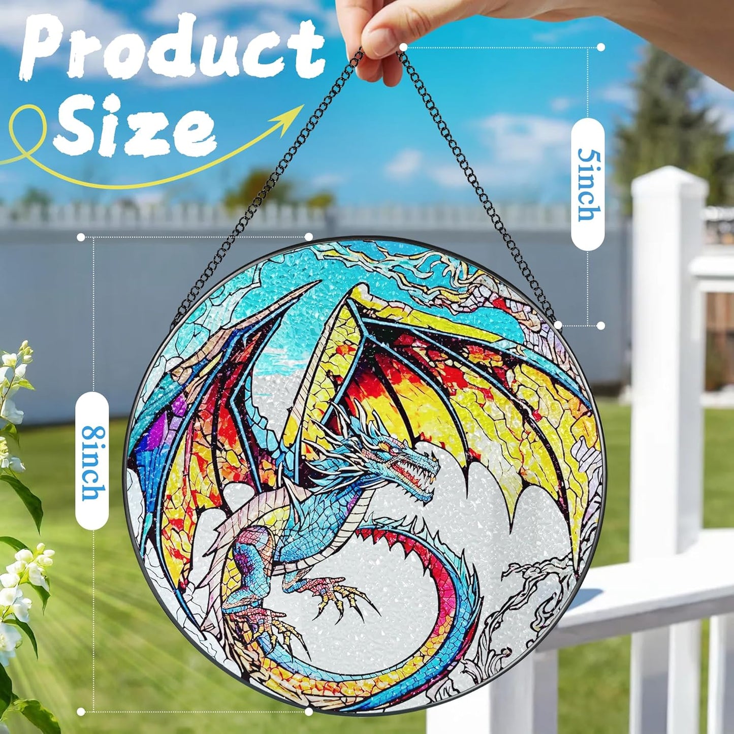 Stained Glass Window Hanging, Stained Glass Suncatcher, Dragon Sun Catcher, Window Decor, Dragon Lover Gift, Gifts for Fathers Day, Christmas or Birthday Gift, Gifts for Him Dad Grandfather Son