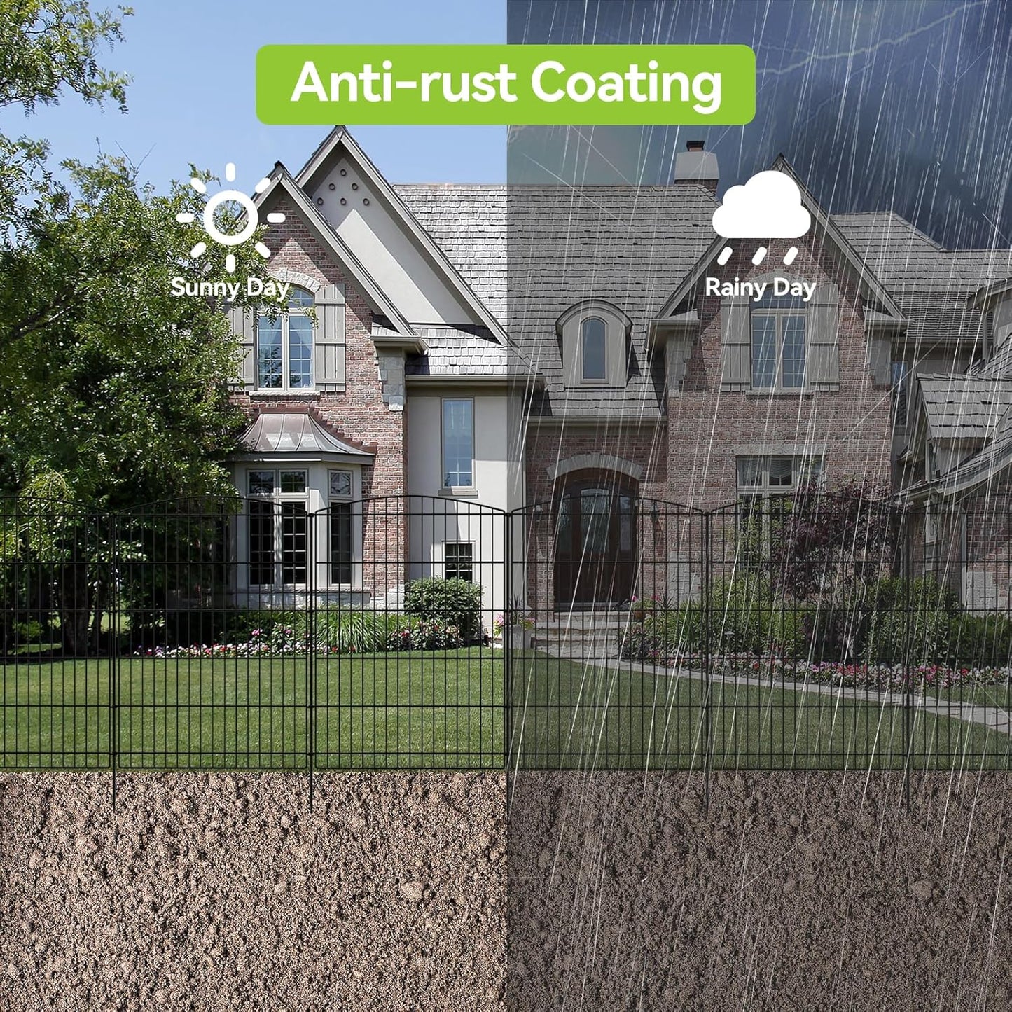 INJOPEXI Decorative Garden Fence 12 Panels 23.6ft (L)×36in (H) Garden Fences with 12 Panels Rustproof Wire No Dig Rabbit Animal Barrier Fencing Rabbit Dog Fence for Yard Patio Outdoor - Without Gate