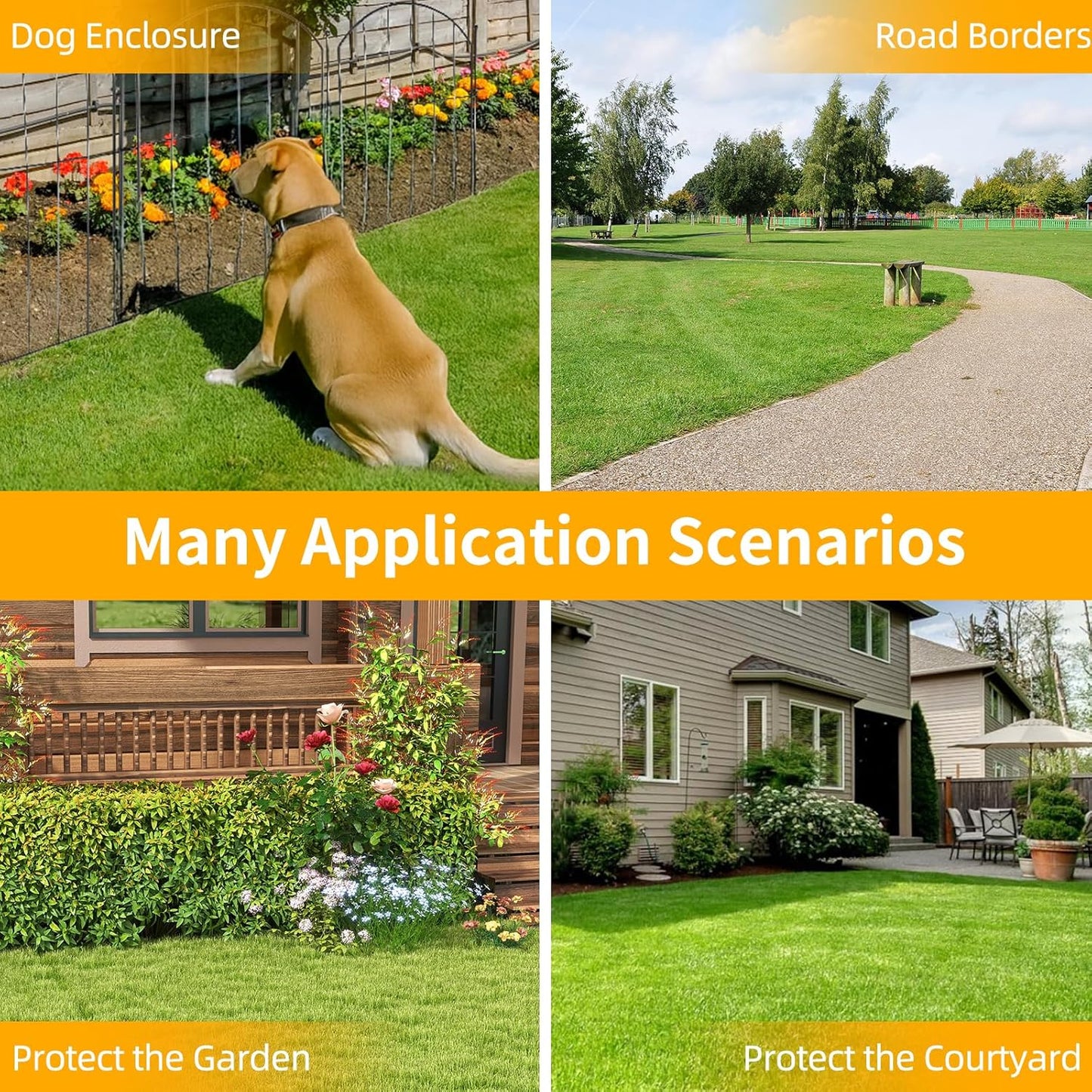 No Dig Garden Fence 16in x 10ft 10 Panels Decorative Garden Border for Fencing for Flower Beds, Dog Barrier, Patio and Yard Decoration