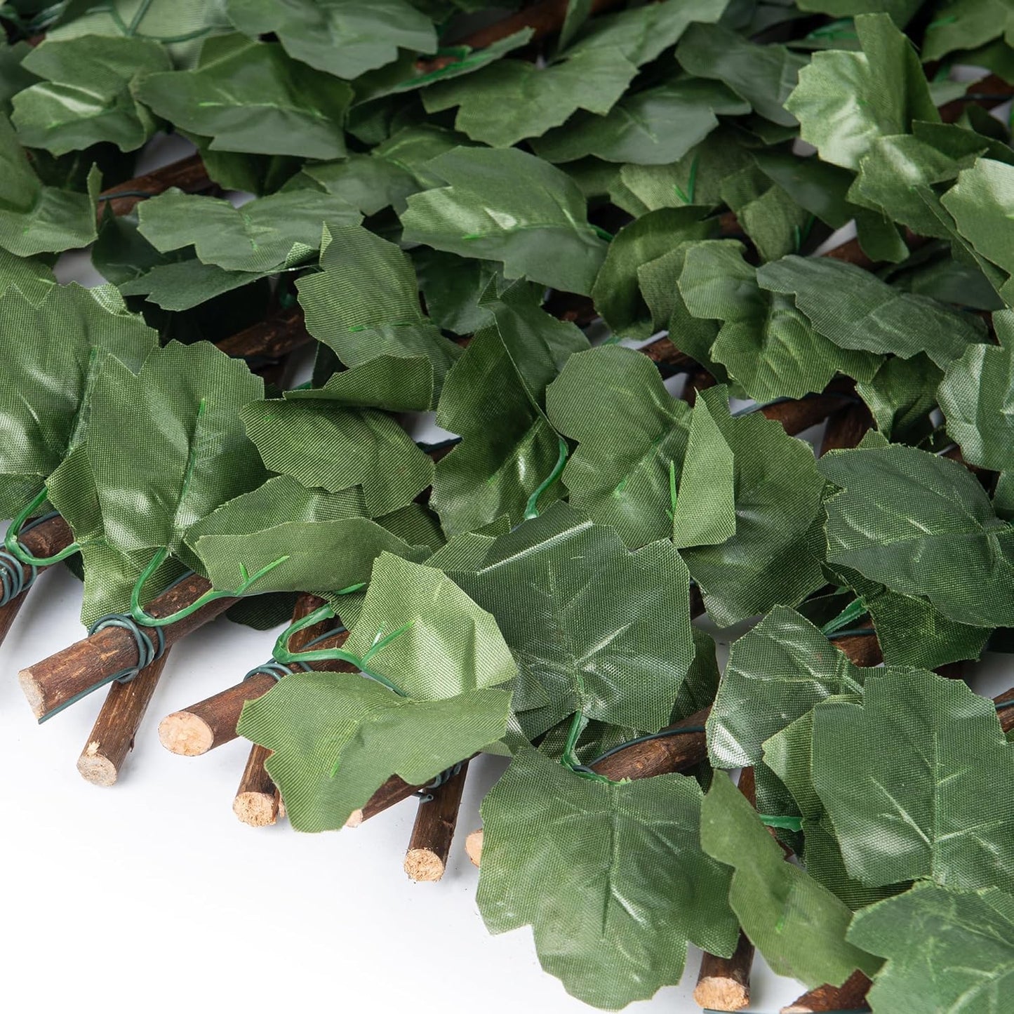 Naturae Decor Expandable Willow Trellis - Outdoor Privacy Screen - Sturdy and Flexible - Realistic Look - 40 in x 80 in - Ivy Leaves