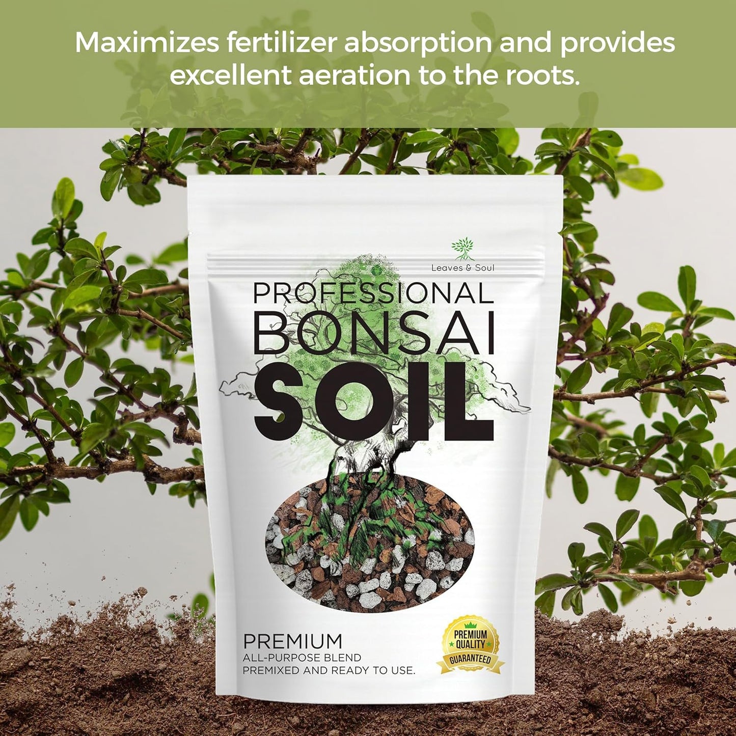 Bonsai Soil Premium All Purpose Blend | Pre-Mixed Ready to Use for Fast Drainage | Large 2.2 Quarts | Lava, Limestone Pearock, Calcined Clay and Pinebark | Made in USA