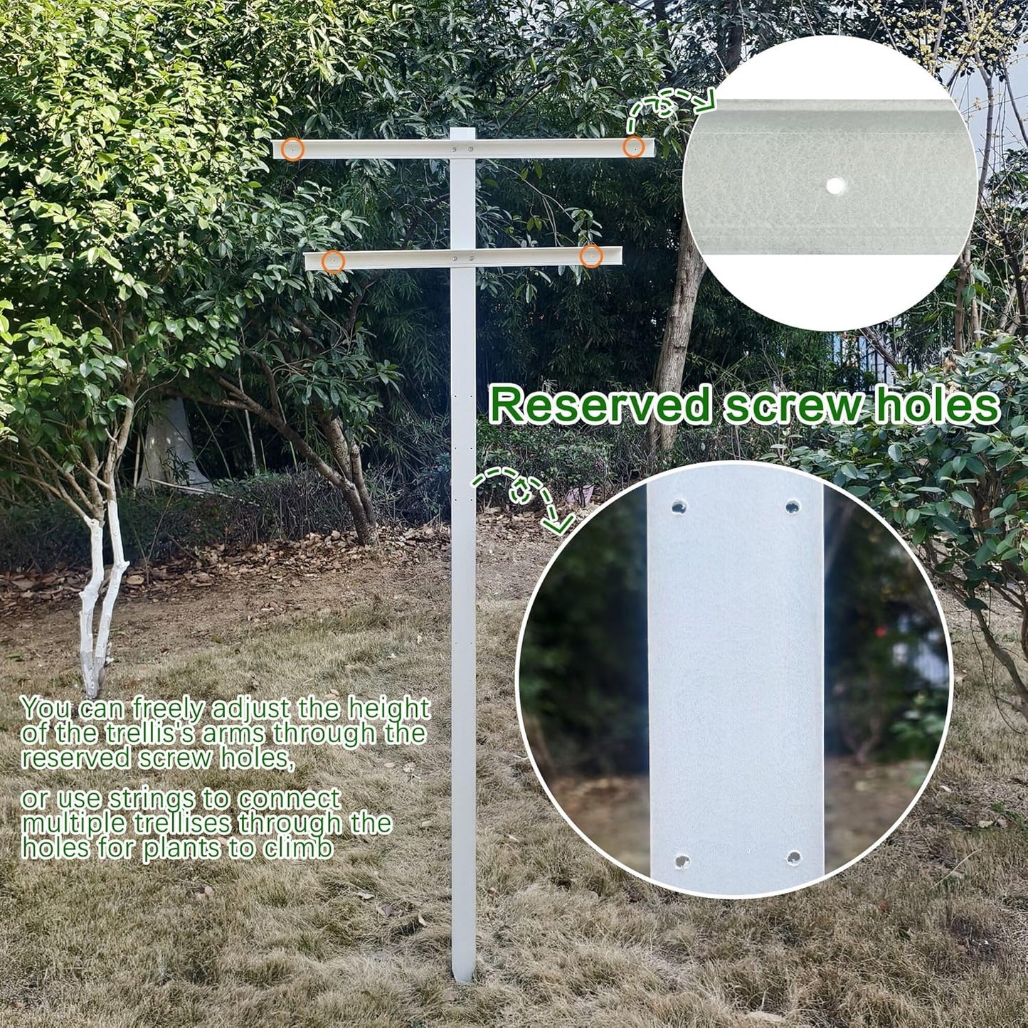 Grape Vine Trellis 7ft Tall 3pcs Set for Raspberry and Grape Plants, Heavy Duty, Easy to Install Vineyard Trellis, Fiberglass Rust-Proof, 3Trellises