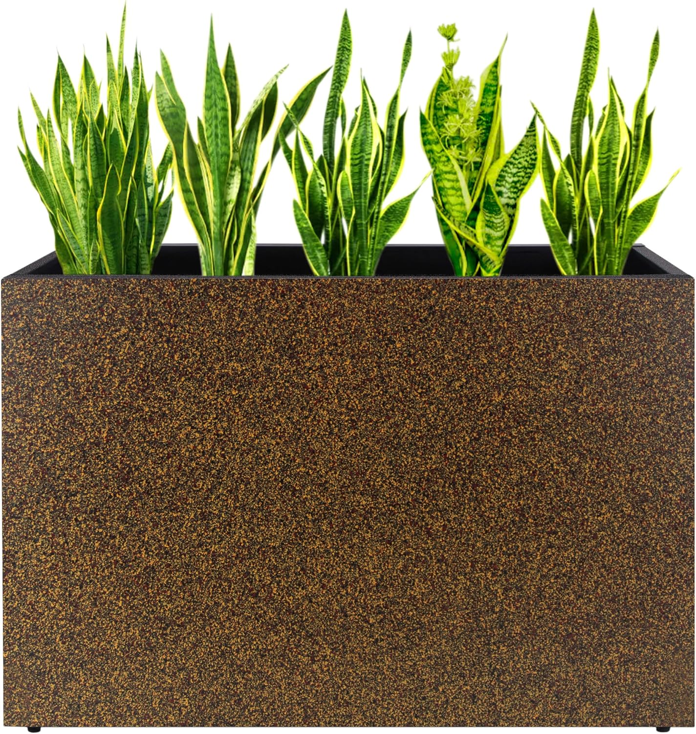 Metal Planter Box Rectangular Planter, 35.5" Lx 10" Wx 28" H Terrazzo Brown Large Planters with Drainage Holes, Galvanized Steel Tall Planters for Patio/Porch