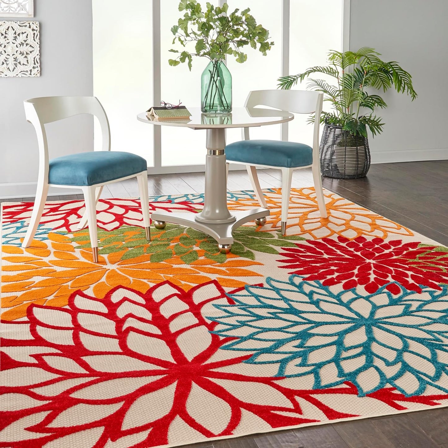Nourison Home Aloha 94" x 126" Fabric Indoor/Outdoor Rug in Multi-Color