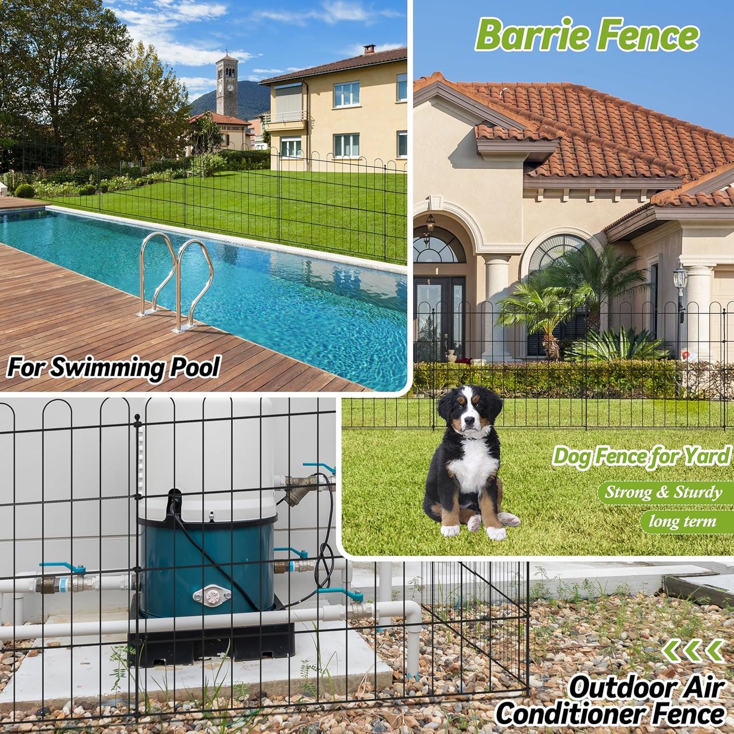 Sunnyglade 10 Panels No Dig Decorative Outdoor Garden Fence for Yard, 24in(H) X 25 ft(L) Animal Barrier Fencing Rustproof Metal Wire Panel Border for Dog, Rabbits or Any Small-Bodied Animal