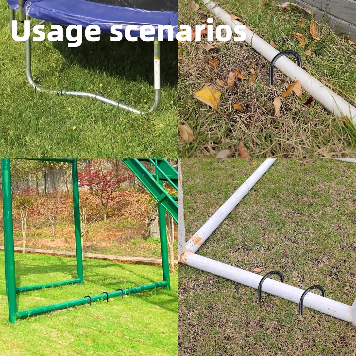 10 Pieces 16-Inch Garden Ground Stakes Galvanized Steel J Shape Hook Rebar Stake - Heavy DutyAnchors for Tents, Position Kits,Fences, and Trampolines