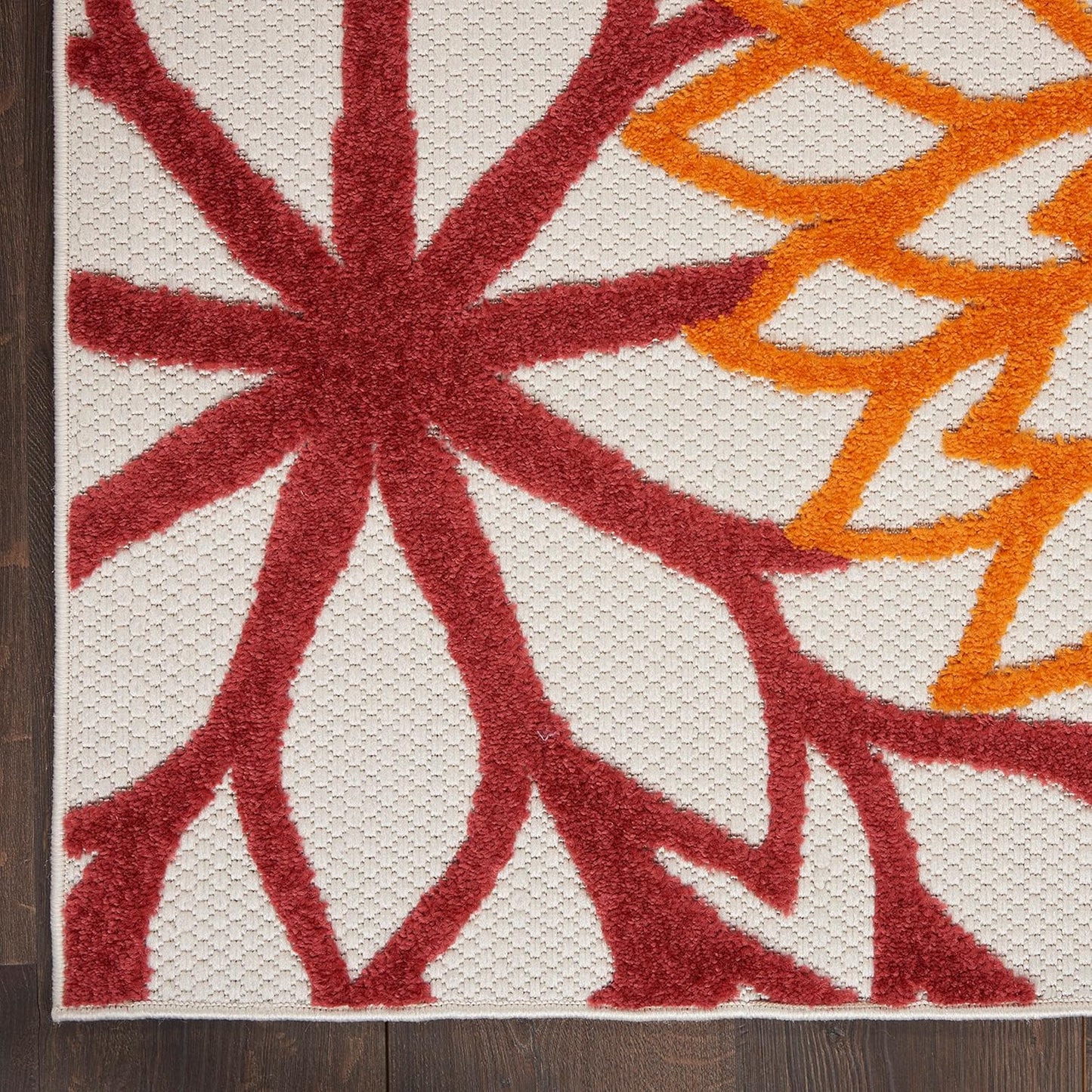 Nourison Home Aloha 3' x 5' Red Multicolored Fabric Tropical Area Rug (3' x 5')