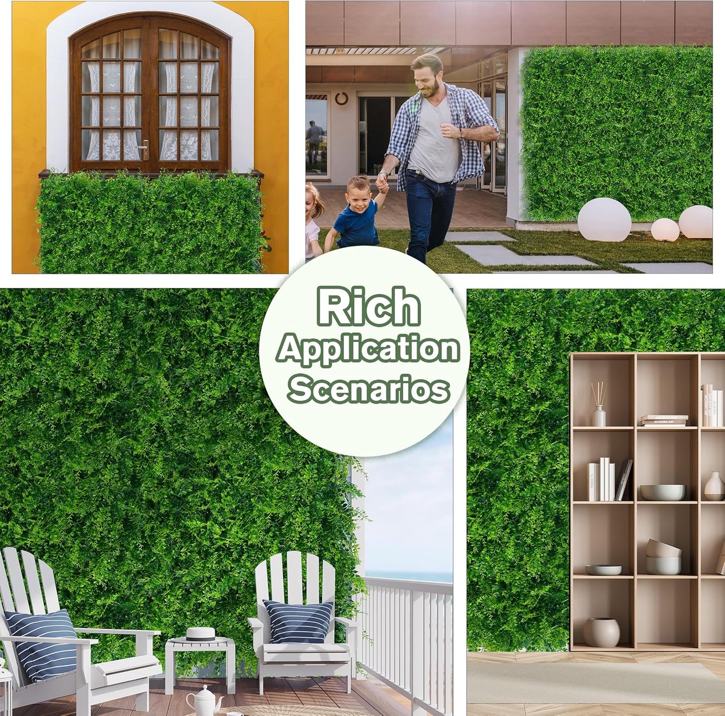 Greenery Faux Grass Wall Backdrop 40"x120"（33.5 SQFT） UV-Anti Artificial Green Boxwood Panel for Patio Balcony Privacy & Ivy Fence Covering Privacy, Garden, Backyard Wall Backdrop Decor