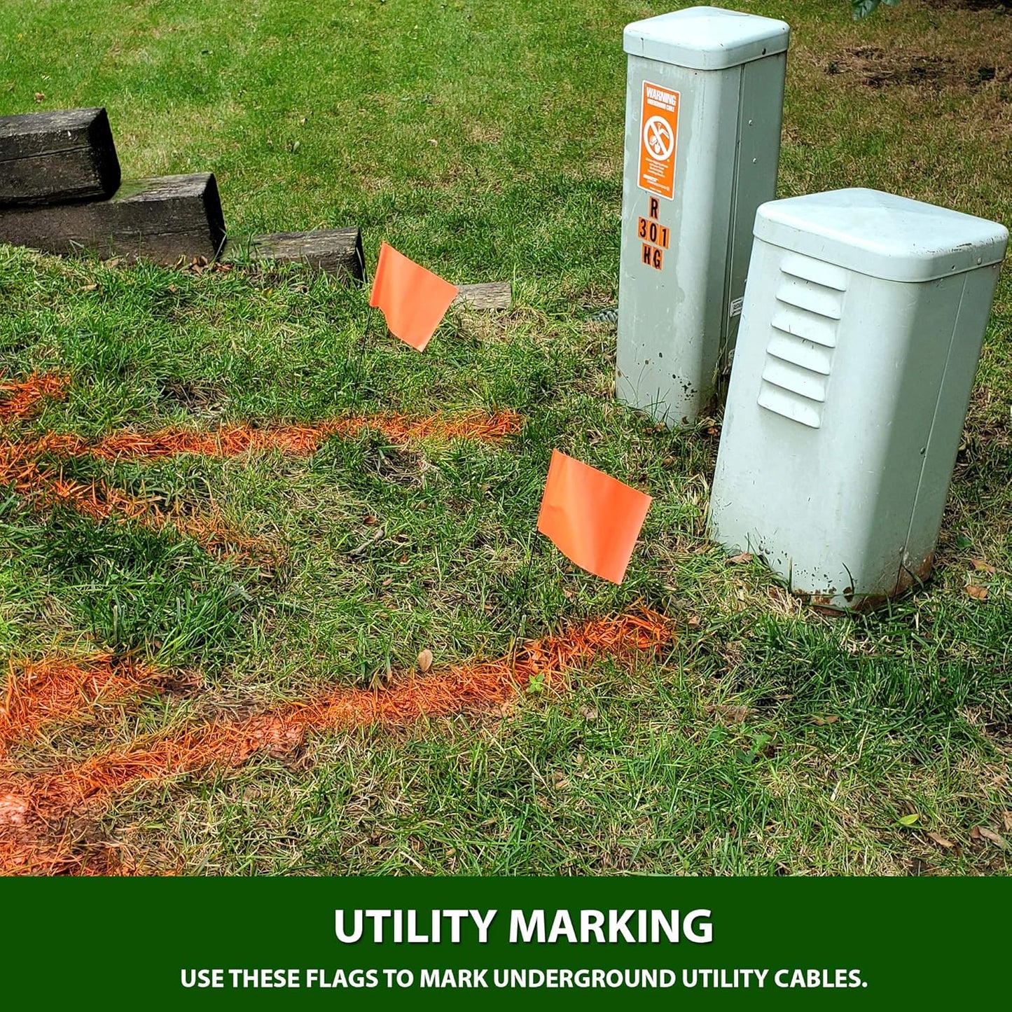 Fluorescent Orange Marking Flags 1000 Pack - 4x5x15 Inch Bulk Yard Flags - Markers For Lawn, Irrigation, Landscaping, Survey & Sprinkler Head Marking