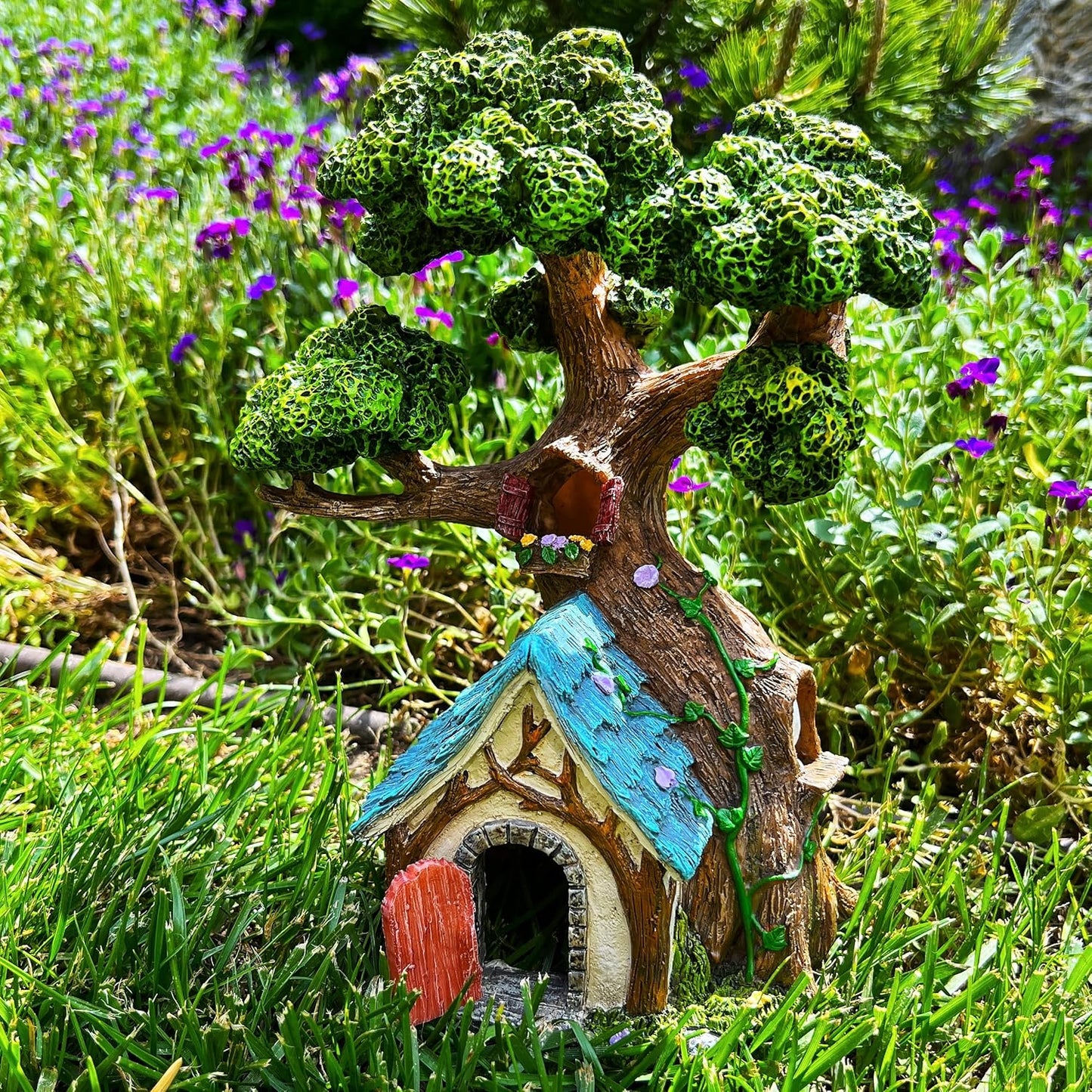 Mood Lab Fairy House - Fairy Garden Miniature Tree House - 8.5 Inch Tall Outdoor Decor for Fairies Figurines