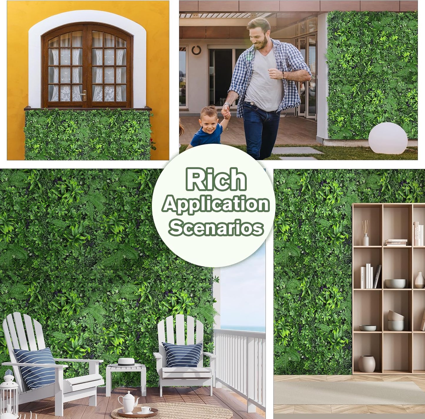 Artificial Green Boxwood Grass Wall Roll: 60"x128"(53.5 SQFT) UV Protected Ivy Privacy Hedge Fence Screen for Chain Link Fences Panel Indoor,Outdoor Patio Balcony & Garden